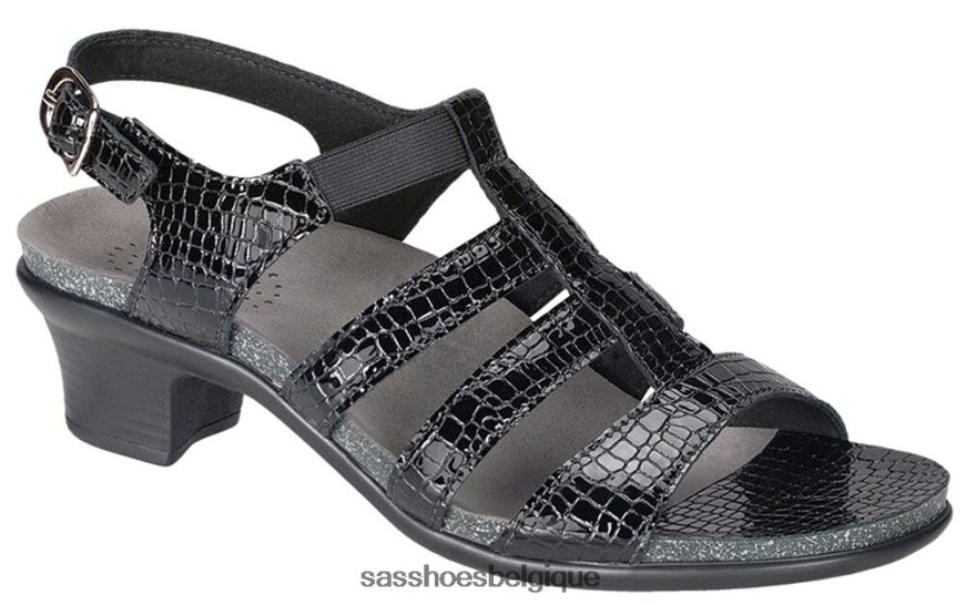 femmes polyvalent croco noir SAS sandale à bride talon allegro VF6ZVJ122