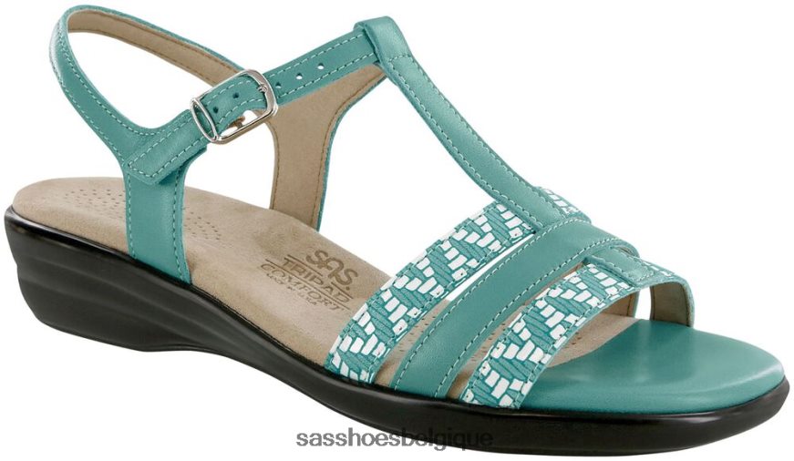 femmes polyvalent turquoise/chevrons SAS sandale capri à bride en T VF6ZVJ147