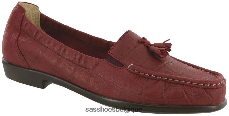 femmes polyvalent croco rouge SAS espoir glisser sur mocassins VF6ZVJ212