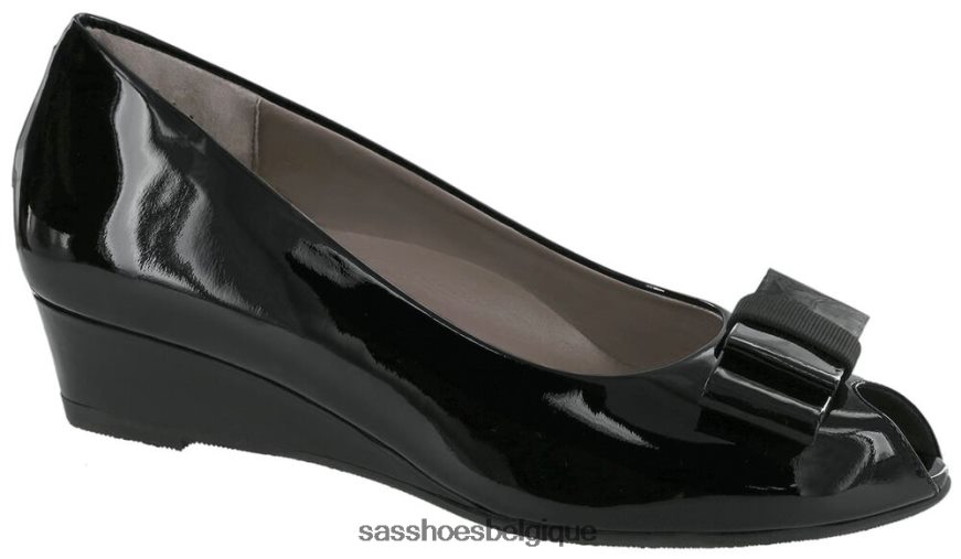 femmes inspiré vernis noir SAS ava peep toe wedge VF6ZVJ401